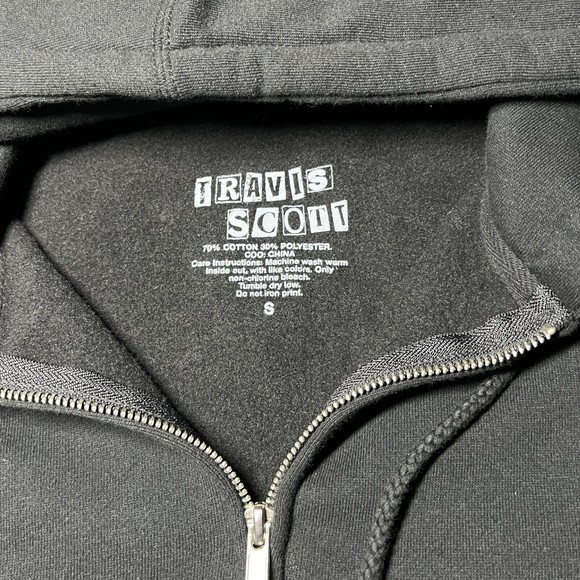 Authentic Travis Scott Birds Eye View Full Zip Black Graphic Hoodie Mens Size S - Picture 2 of 5